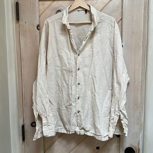 Oversized drop shoulder linen cotton shirt